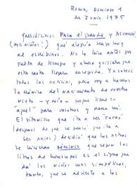 Carta de Carmen Laforet a Francisco Rabal y Asunción Balaguer. Roma, 1 de junio de 1975
