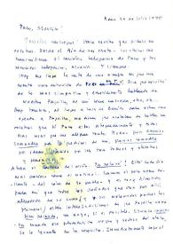 Carta de Carmen Laforet a Francisco Rabal y Asunción Balaguer. Roma, 29 de julio de 1975
