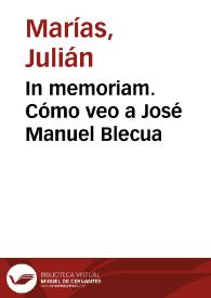 In memoriam. Cómo veo a José Manuel Blecua