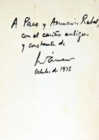 Dedicatoria de Dámaso Alonso en un ejemplar de su libro 
