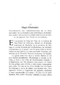 Hugo Obermaier : comunicación del correspondiente de la Real Academia de la Historia don José Pérez de Barradas, acerca de las excavaciones efectuadas en enero de 1930 en San Pedro de Alcántara