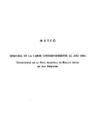 Museo: Memoria de labor correspondiente al año 1983 (Colecciones de la Real Academia de Bellas Artes de San Fernando)