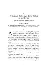 El Archivo Colombino de la Cartuja de las Cuevas. Estudio histórico y bibliográfico
