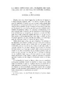 La obra literaria del Marqués de Santillana en la crítica de Rafael Lapesa