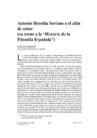 Antonio Heredia Soriano o el afán de saber (en torno a la 