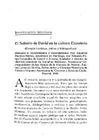 El Salterio de David en la cultura española : (Estudio histórico, crítico y bibliografíco)