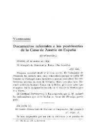 Documentos referentes a las postrimerías de la Casa de Austria en España [1699] (Continuación)