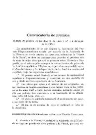 Convocatoria de premios (Gaceta de Madrid de los días 31 de julio y Iº y 2 de agosto de 1931)