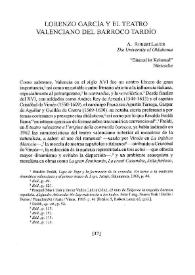 Lorenzo García y el teatro valenciano del barroco tardío