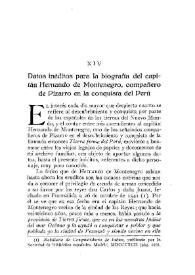 Datos inéditos para la biografía del capitán Hernando de Montenegro, compañero de Pizarro en la conquista del Perú