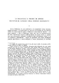 La biblioteca di Argote de Molina. Tentativo de catalogo della sezione manoscritti