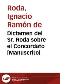 Dictamen del Sr. Roda sobre el Concordato  [Manuscrito]