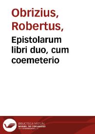 Epistolarum libri duo, cum coemeterio