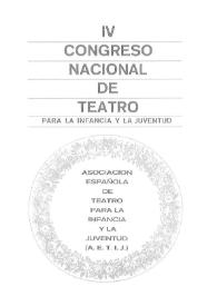 IV Congreso Nacional de Teatro para la infancia y la juventud. [Madrid, 1973]. Portada y preliminares