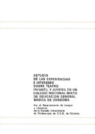 Estudio de las experiencias e intereses sobre teatro infantil y juvenil en un colegio nacional de E.G.B. de Córdoba