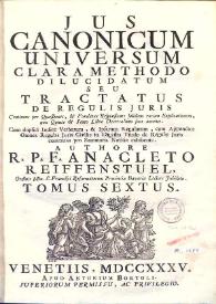 Jus canonicum universum : clara methodo juxta titulos quinque librorum Decretalium : in quaestionum distributum, solidisque responsionibus &...