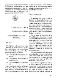 Ponencias, comunicaciones y conclusiones. Comunicación de José Antonio Muñoz Rivero. Campañas de Teatro Infantil