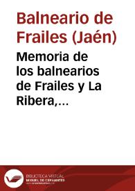 Memoria de los balnearios de Frailes y La Ribera, temporada oficial de 1884