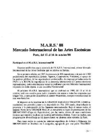 M.A.R.S.' 88. Mercado Internacional de las Artes Escénicas
