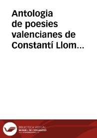 Antologia de poesies valencianes de Constantí Llombart. Presentació