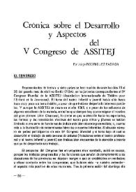 Crónica sobre el Desarrollo y Aspectos del V Congreso de ASSITEJ