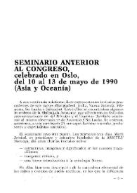 Seminario anterior al Congreso, celebrado en Oslo, del 10 al 13 de mayo de 1990 (Asia y Oceanía)