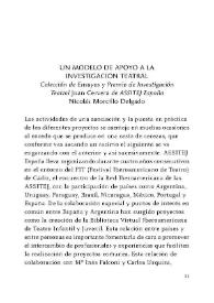 Un modelo de apoyo a la investigación teatral : (Colección de Ensayos y Premio de InvestigaciónTeatral Juan Cervera de ASSITEJ España)