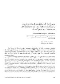 La función dramática de la figura del donaire en 'El rufián dichoso' de Miguel de Cervantes