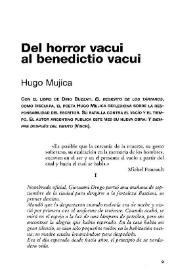 Del horror vacui al benedictio vacui
