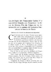 Un privilegio del emperador Carlos V y una cédula firmada por Francisco I a favor de Alonso Pita da Veiga por su intervención en la captura del monarca francés en la batalla de Pavía