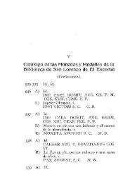 Catálogo de las monedas y medallas de la Biblioteca de San Lorenzo de El Escorial [II]