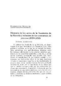 Memoria de los actos de la Academia de la Historia y relación de los concursos de premios (1929-1933)