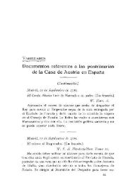 Documentos referentes a las postrimerías de la Casa de Austria en España [1700] (Continuación)