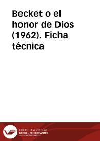 Becket o el honor de Dios (1962). Ficha técnica