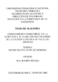 Ordenamiento territorial en la subcuenca alta del río Matahambre de la ciudad turística de Valle de Ángeles