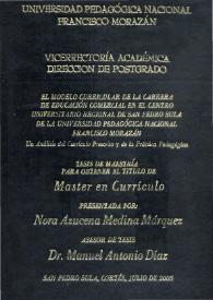 El modelo curricular de la carrera de educación comercial en el Centro Universitario Regional de San Pedro Sula de la Universidad Pedagógica...