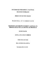 Propuesta de diseño curricular para el primer ciclo de las escuelas PROHECO