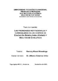 Las prioridades institucionales y curriculares en los centros de educación básica para jóvenes y adultos de Choluteca