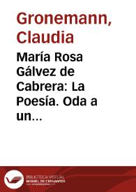 María Rosa Gálvez de Cabrera: La Poesía. Oda a un amante de las artes de imitación