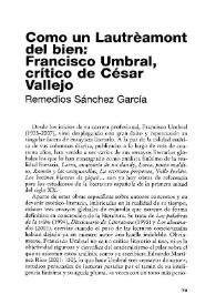 Como un Lautrèamont del bien : Francisco Umbral, crítico de César Vallejo