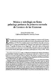 Música y mitología en fiesta palaciega peruana: la primera zarzuela de Lorenzo de las Llamosas