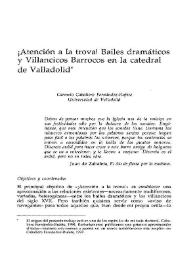 ¡Atención a la trova! Bailes dramáticos y Villancicos barrocos en la catedral de Valladolid