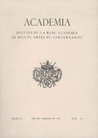 Academia : Boletín de la Real Academia de Bellas Artes de San Fernando. Segundo semestre 1974. Número 39. Preliminares e índice
