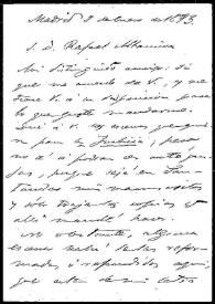 Carta de Benito Pérez Galdós a Rafael Altamira. Madrid, 8 de enero de 1893