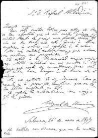 Carta de Miguel de Unamuno a Rafael Altamira. Salamanca, 26 de marzo de 1896