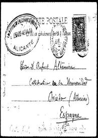 Tarjeta postal de S. a Rafael Altamira. Clermont-Ferrand, 23 de noviembre de 1900