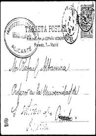 Tarjeta postal de J. Lázaro Galdiano a Rafael Altamira. París, 6 de agosto de 1902