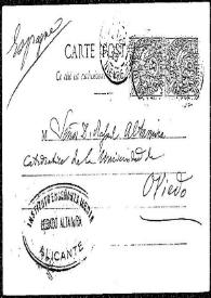 Tarjeta postal de Achille Millien a Rafael Altamira. Nièvre (Borgoña), [1903?]