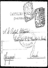 Tarjeta postal de Diego Ruiz a Rafael Altamira. Bolonia. 18 de enero de 1903