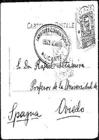 Tarjeta postal de Benito de Buylla a Rafael Altamira. Bologna, 5 de mayo de 1903